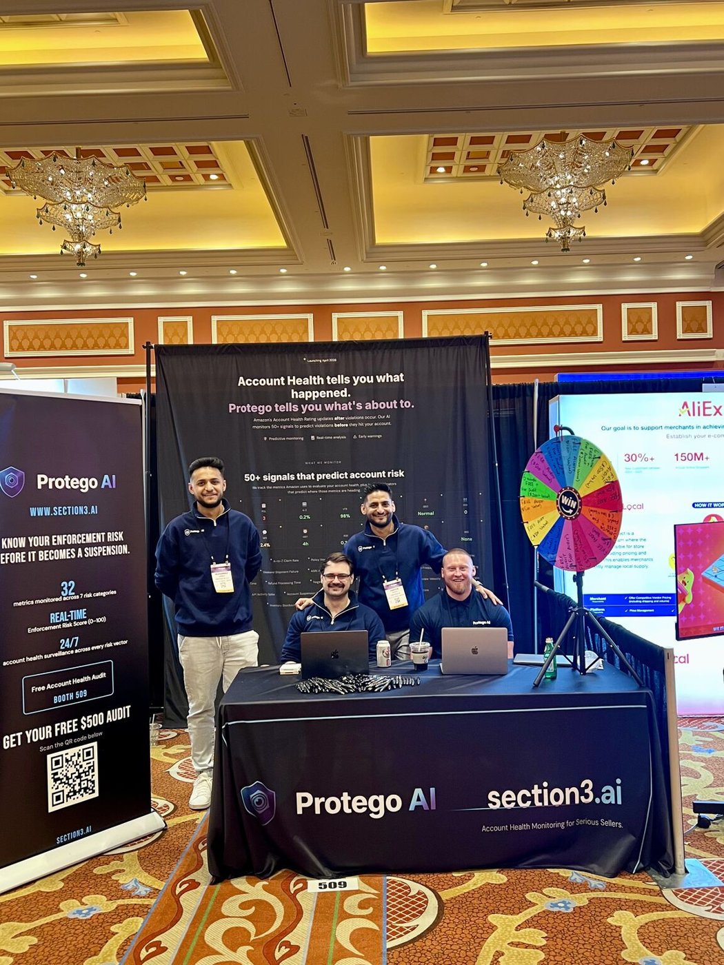 The Protego AI team at their Amazon Lending booth